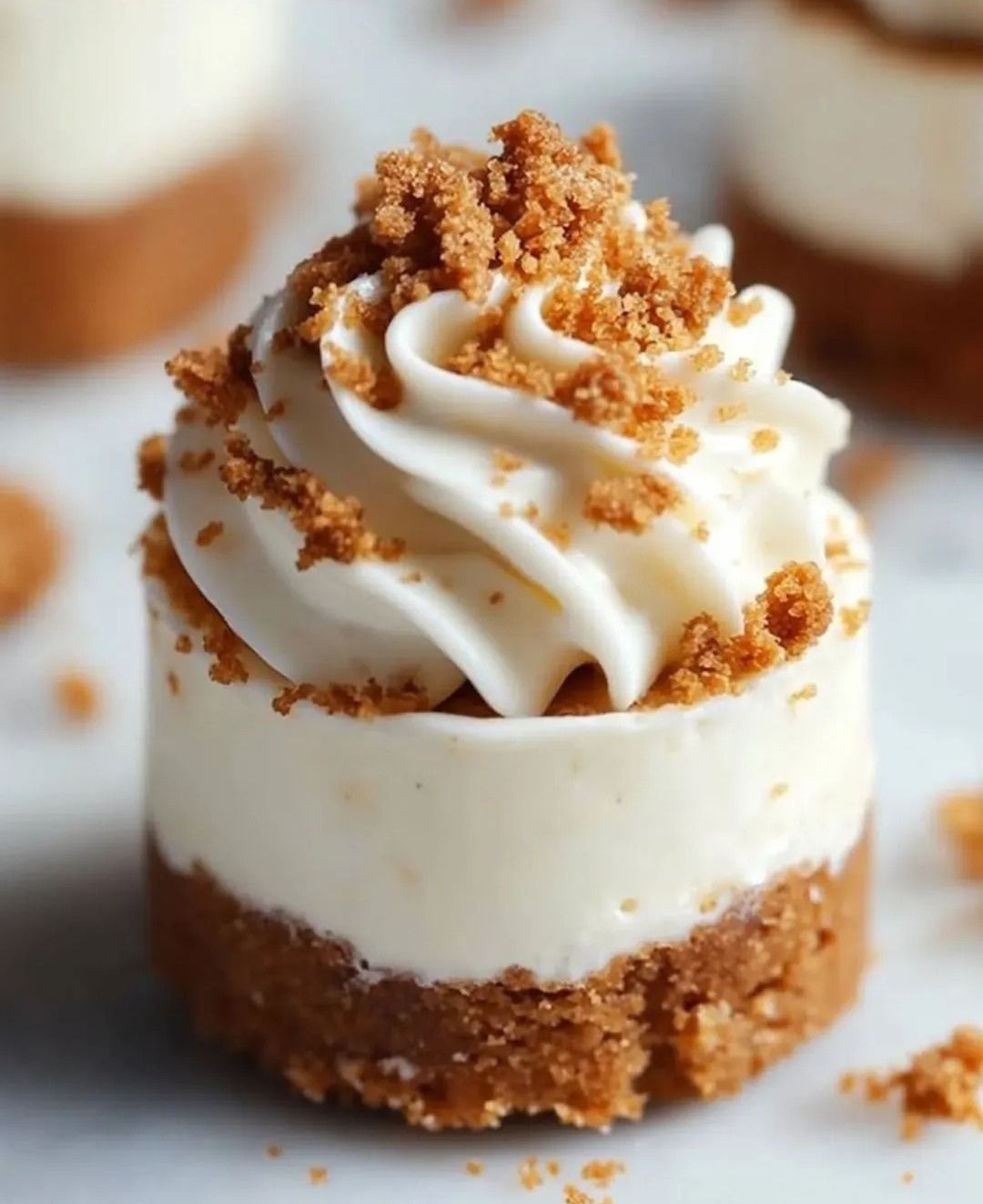 Deconstructed Biscoff cheesecake with speculoos crumble and salted caramel gel